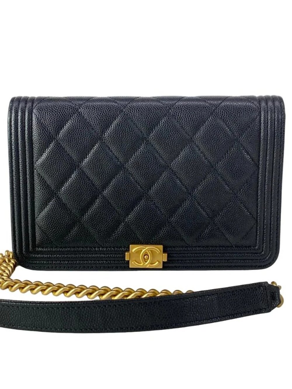 CHANEL Boy Chanel AP1117 Black Calfskin Other Style Wallet gold hardware